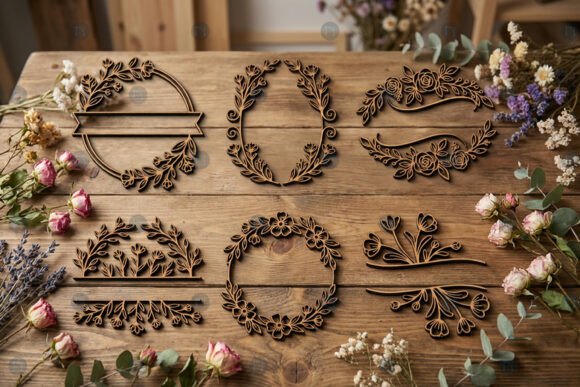 Download Laser Cut Floral Name Sign SVG Bundle - Floral name Collection