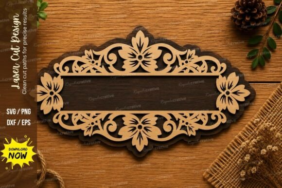Download Elegant Floral Name Plate SVG | Decorati - Floral name Collection