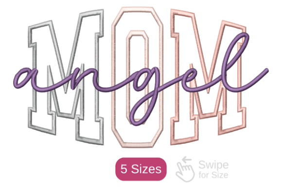 Download Angel Mom Embroidery Design 5 Sizes - Mom Collection