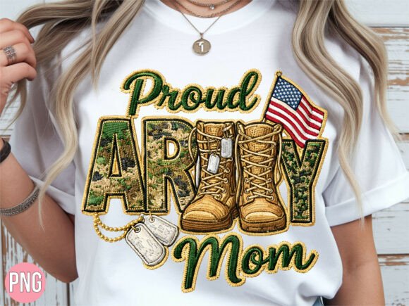 Download Proud Army Mom Embroidery PNG T-SHIRT - Mom Collection