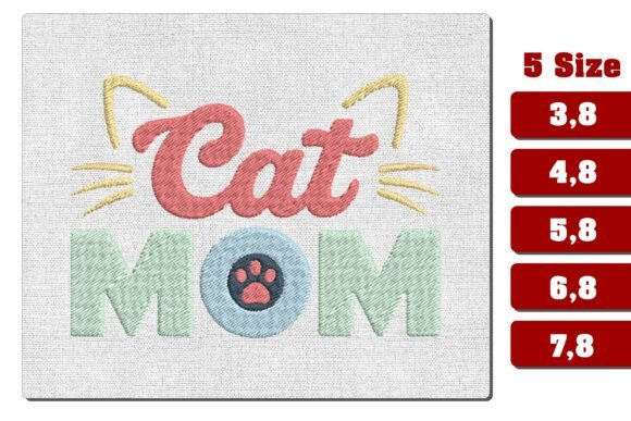 Download Retro Cat Mom Embroidery Design File - Mom Collection