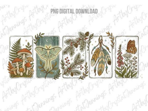 Download Boho Cottage Core Mushroom Butterfly PNG - Cottage core Collection