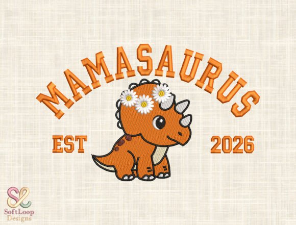 Download Cute Dino Mom Embroidery Design - Mom Collection