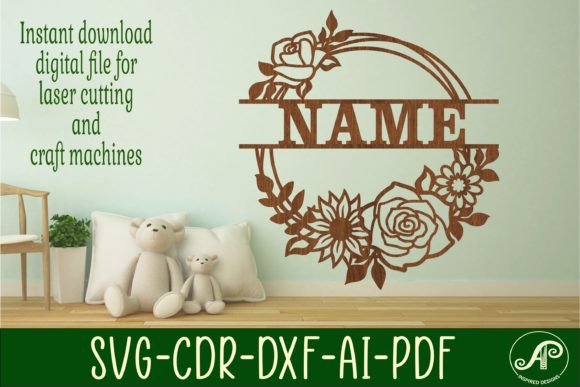 Download Floral Name Sign SVG Cut File - Floral name Collection